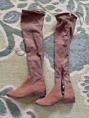 women's knee high leather suede boots